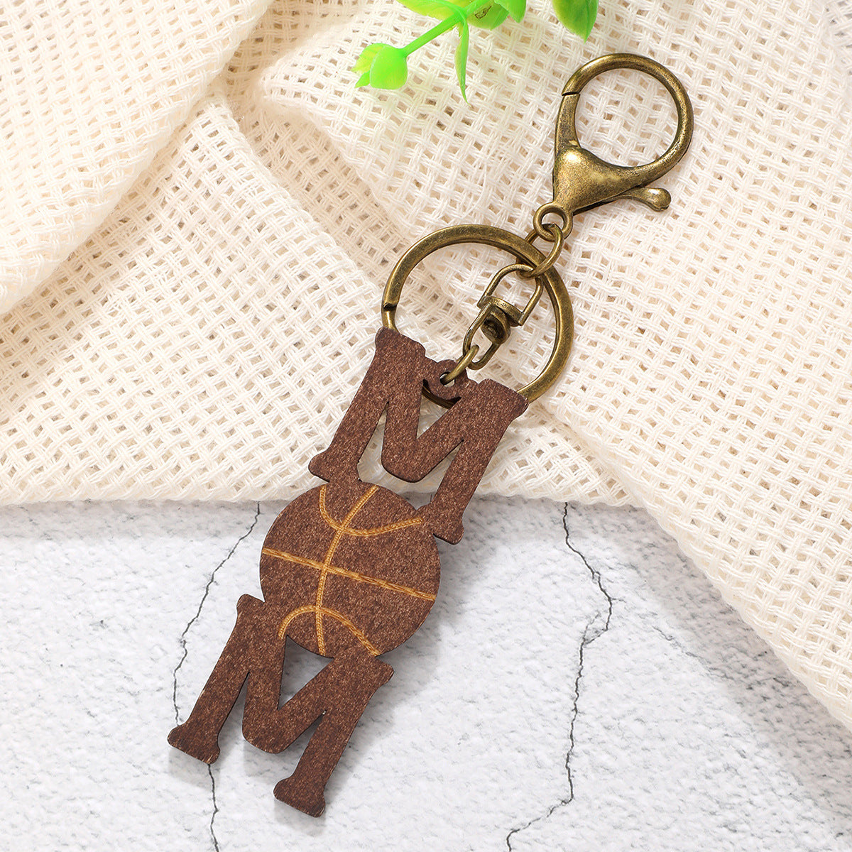 Wholesale Sports Ball Mom Mother's Day Wooden Chip Retro Keychains